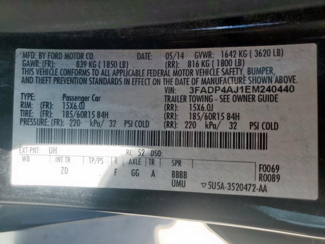 2014 FORD FIESTA S #3296990813