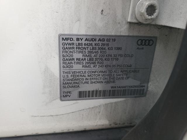 2019 AUDI Q7 PREMIUM - WA1AHAF7XKD032984