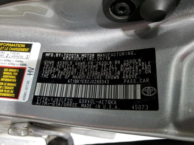 2018 TOYOTA AVALON XLE 4T1BK1EB2JU289343