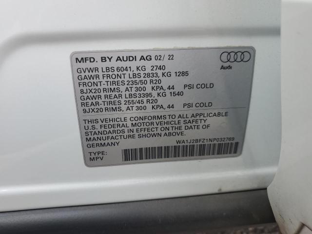2022 AUDI Q4 E-TRON WA1J2BFZ1NP032769