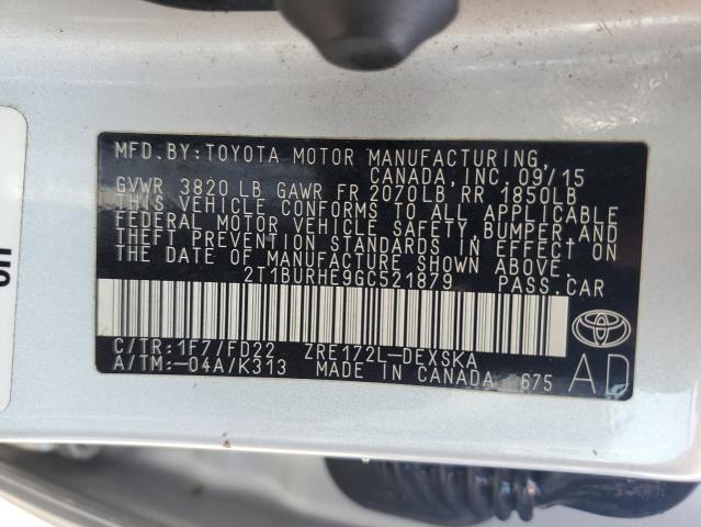 2016 TOYOTA COROLLA L - 2T1BURHE9GC521879