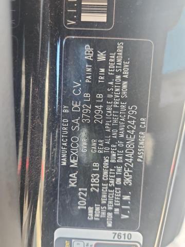 2022 KIA FORTE FE #3301780330