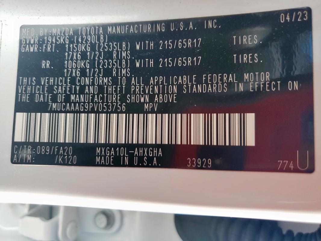 2023 TOYOTA COROLLA CROSS LE 7MUCAAAG9PV053756