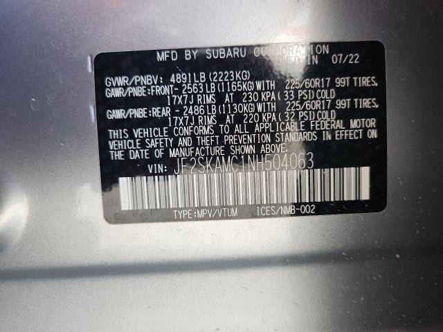 2022 SUBARU FORESTER W JF2SKAMC1NH504063