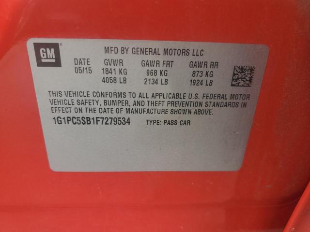 2015 CHEVROLET CRUZE LT 1G1PC5SB1F7279534