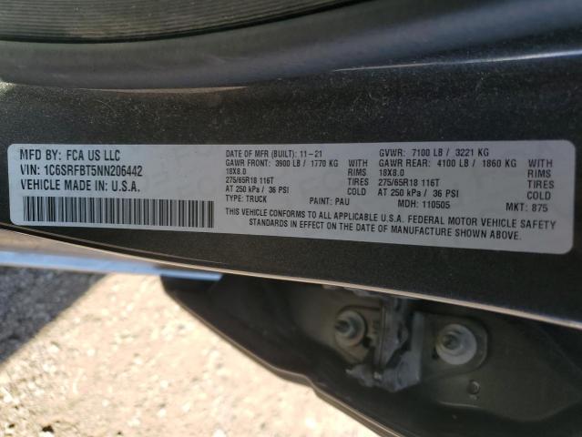 2022 RAM 1500 BIG H 1C6SRFBT5NN206442