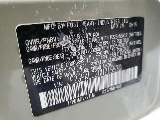 2016 SUBARU CROSSTREK LIMITED JF2GPALC2GH215530