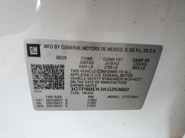 2019 GMC SIERRA C15 3GTP8BEK1KG253663