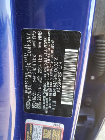 2022 HYUNDAI ELANTRA SEL KMHLM4AG4NU300365