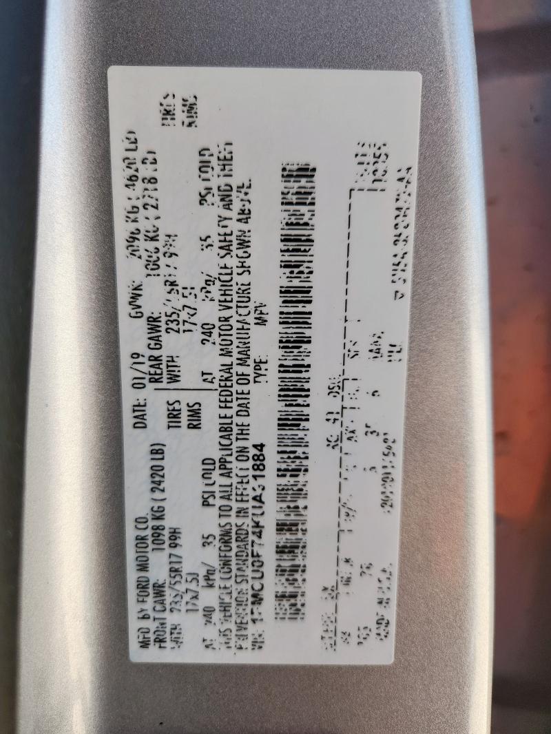 2019 FORD ESCAPE S - 1FMCU0F74KUA91884