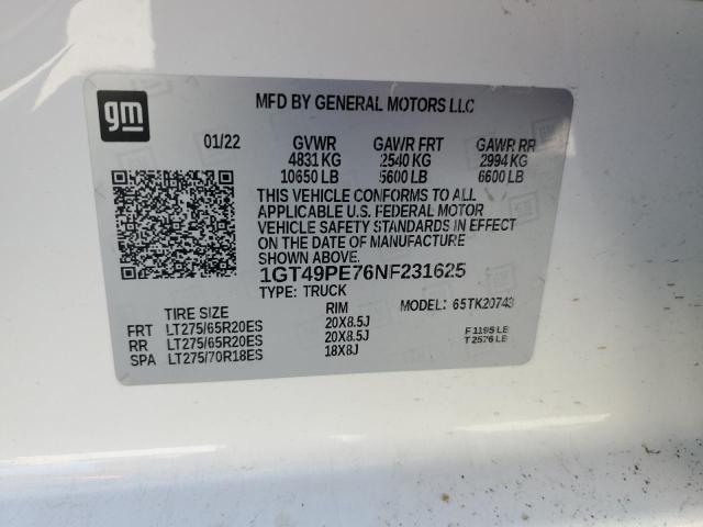 2022 GMC SIERRA K25 1GT49PE76NF231625