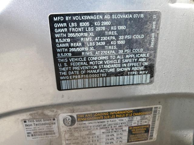 2016 VOLKSWAGEN TOUAREG TD WVGEP9BP1GD002760