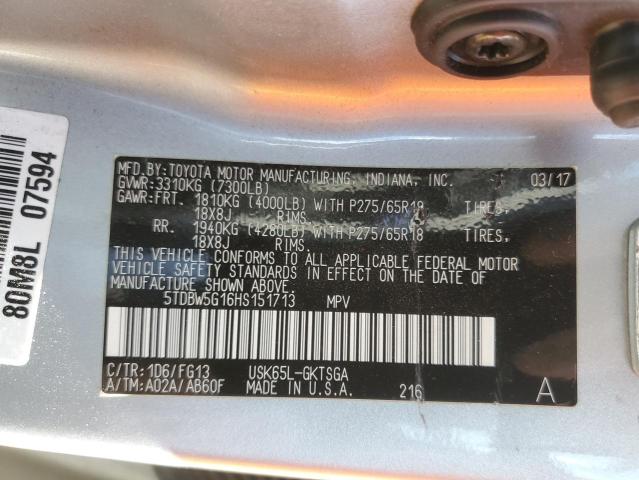 2017 TOYOTA SEQUOIA SR 5TDBW5G16HS151713