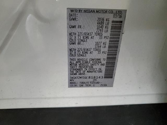 2016 NISSAN ROGUE S 5N1AT2MT1GC818143