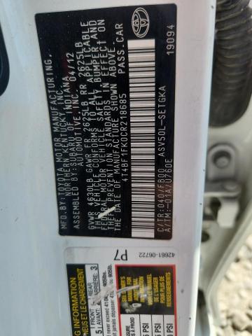 2012 TOYOTA CAMRY BASE - 4T4BF1FK0CR218685