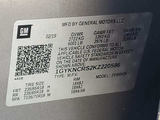 2019 CADILLAC XT5 LUXURY - 1GYKNCRS2KZ220586