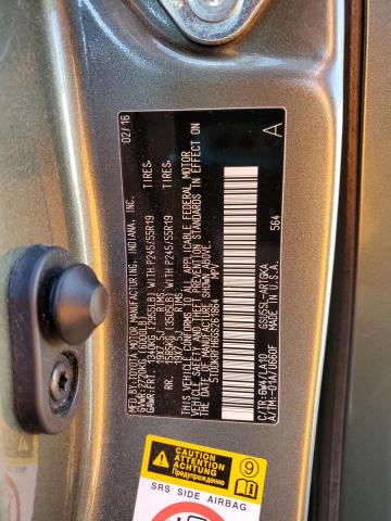 2016 TOYOTA HIGHLANDER LIMITED 5TDDKRFH6GS261864