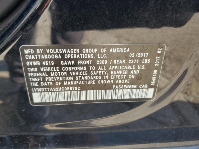 2017 VOLKSWAGEN PASSAT R-L 1VWDT7A32HC056782