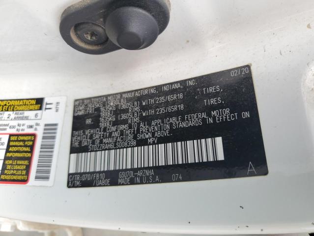 2020 TOYOTA HIGHLANDER L 5TDZZRAH6LS008398