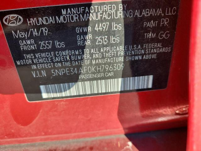 2019 HYUNDAI SONATA LIM 5NPE34AF0KH796309