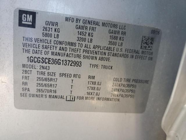 2016 CHEVROLET COLORADO L 1GCGSCE36G1372993