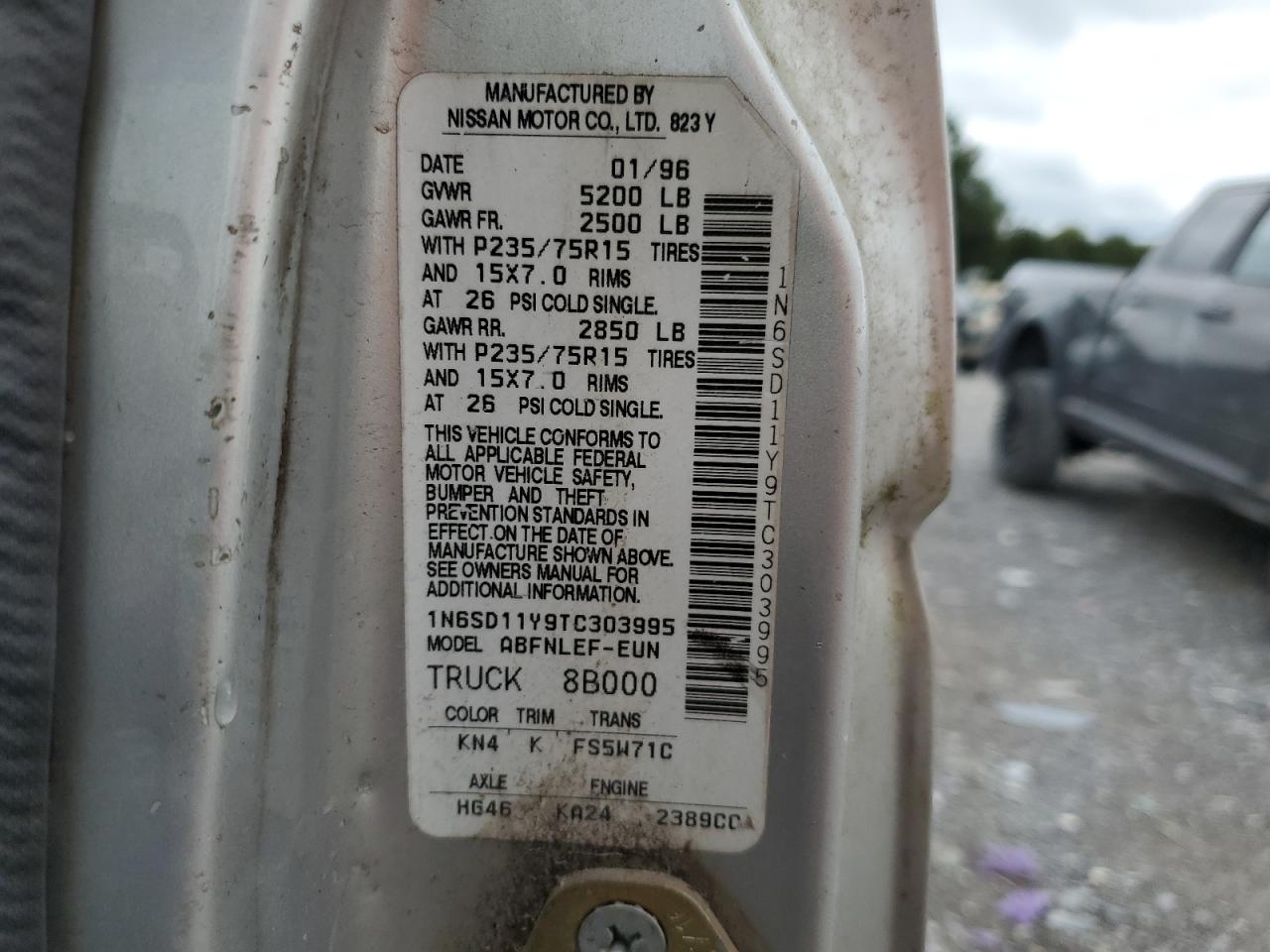 Lot #3276429714 1996 NISSAN TRUCK XE