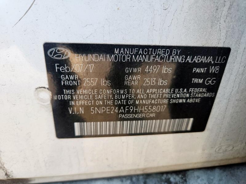 2017 HYUNDAI SONATA SE 5NPE24AF9HH558017