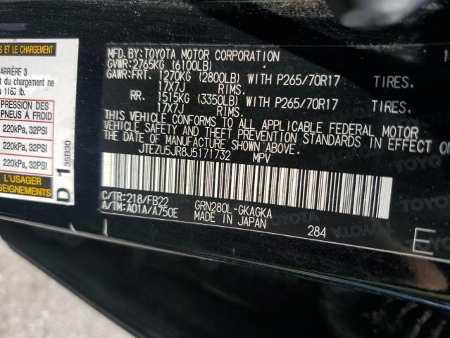 2018 TOYOTA 4RUNNER SR JTEZU5JR8J5171732