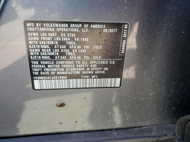 2018 VOLKSWAGEN ATLAS 1V2HR2CA1JC514950