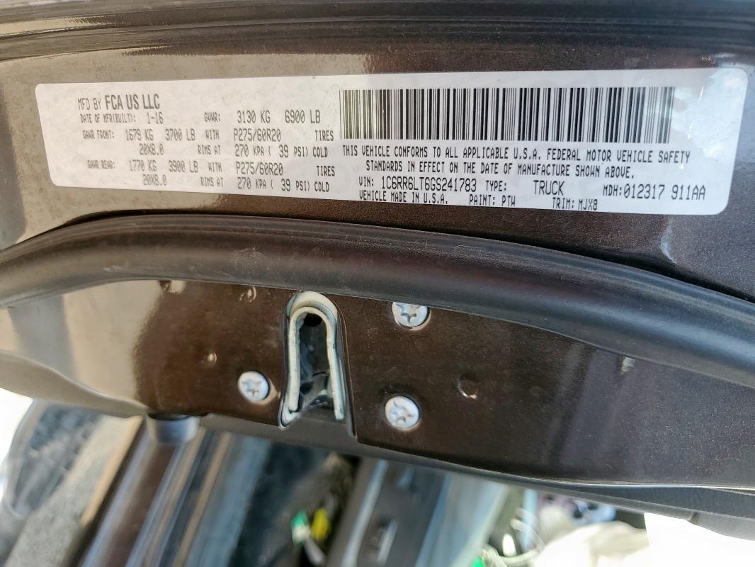 2016 RAM 1500 SLT 1C6RR6LT6GS241783