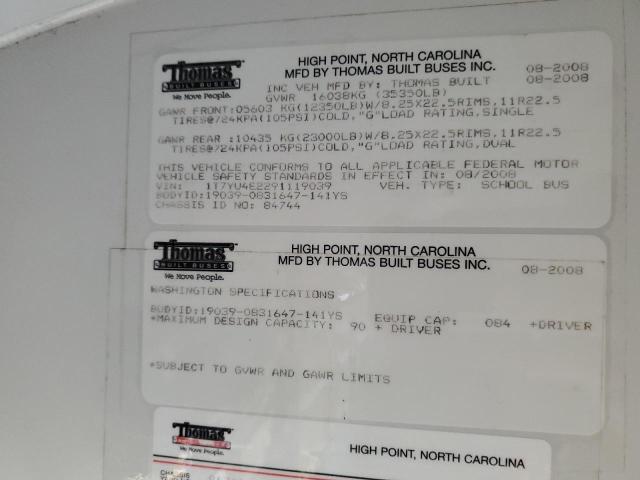 2009 THOMAS SAF-T-LINER HDX #3256344371