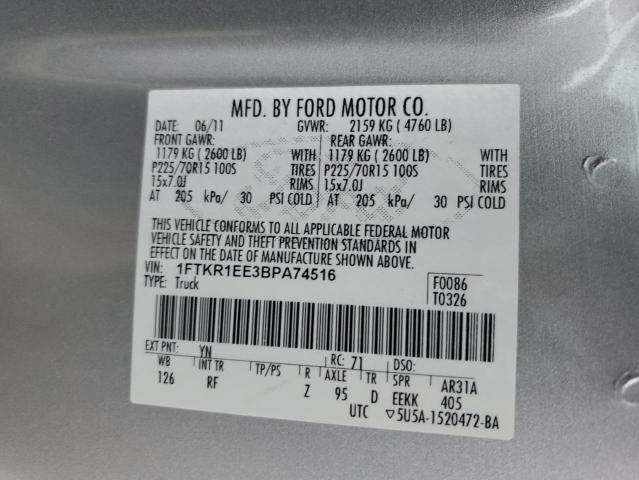 2011 FORD RANGER SUP - 1FTKR1EE3BPA74516