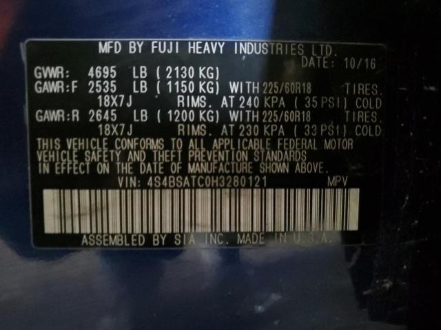 2017 SUBARU OUTBACK TO #3293685391