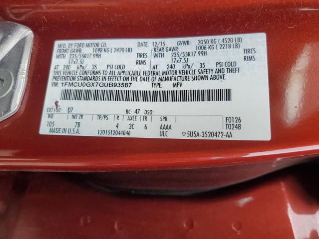 2016 FORD ESCAPE 1FMCU0GX7GUB93587