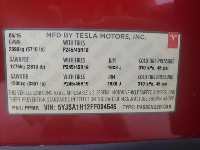 2015 TESLA MODEL S 85 5YJSA1H12FF094546