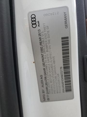 2017 AUDI A4 PREMIUM WAUANAF43HN072179
