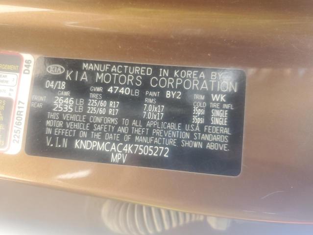 2019 KIA SPORTAGE L KNDPMCAC4K7505272