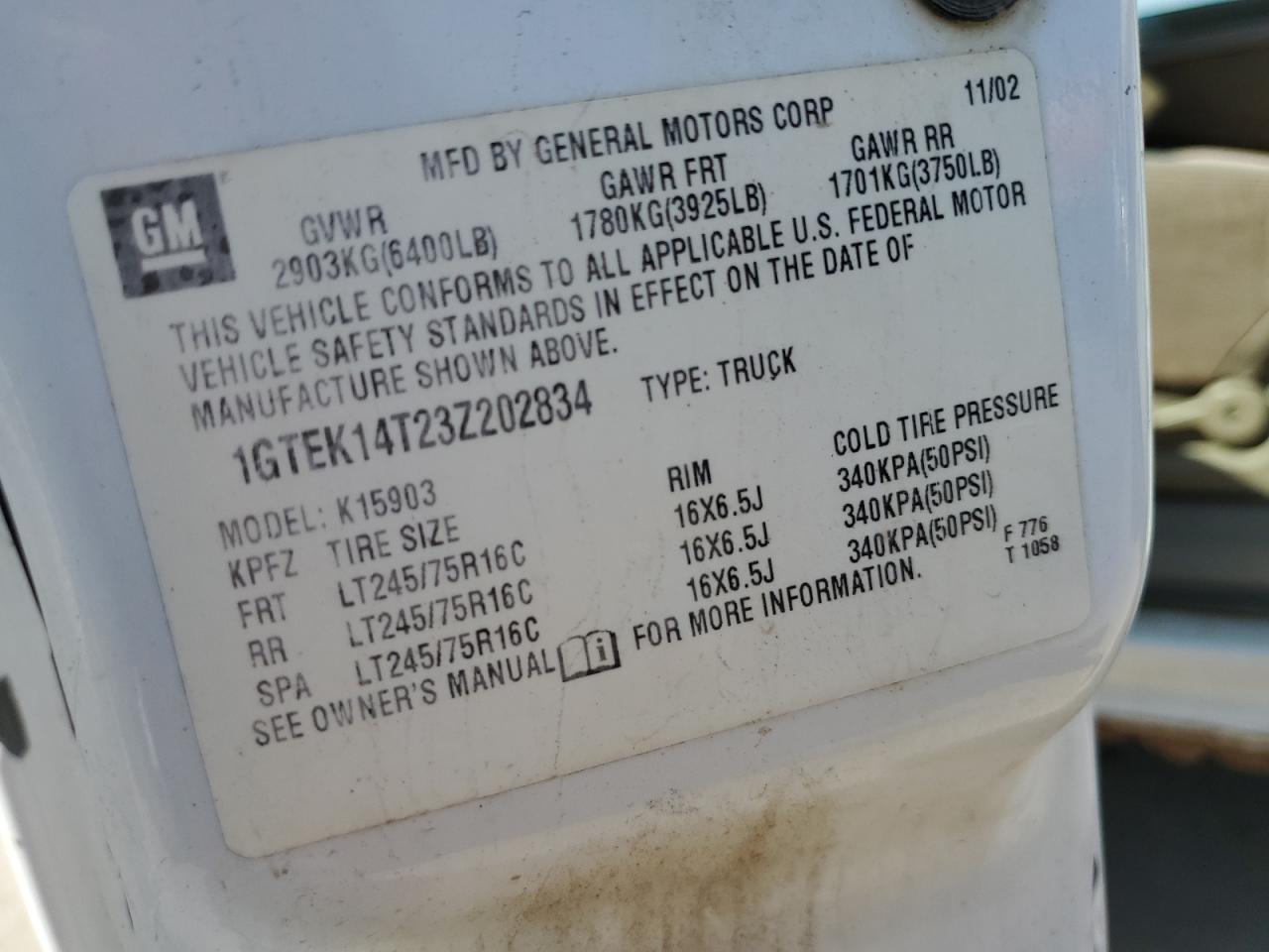 Lot #3288547489 2003 GMC NEW SIERRA K1500