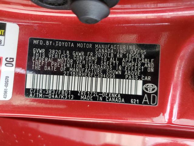 2015 TOYOTA COROLLA L - 2T1BURHE6FC394099
