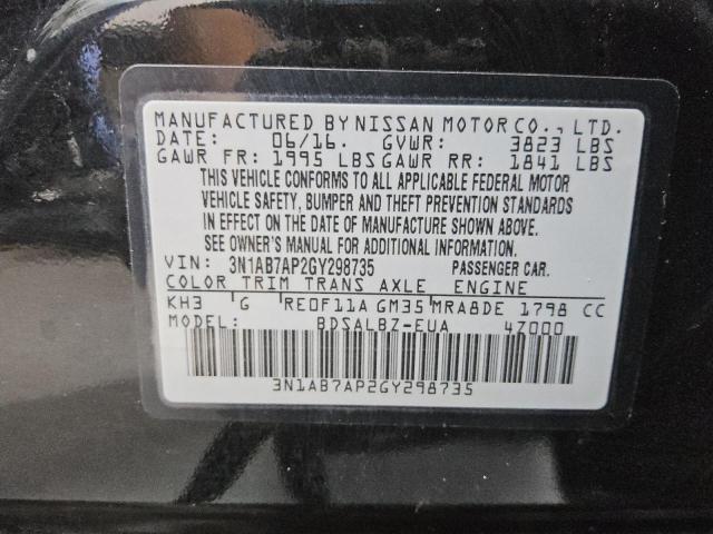 2016 NISSAN SENTRA S 3N1AB7AP2GY298735