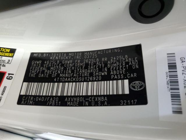 2025 TOYOTA CAMRY XSE 4T1DAACK0SU126920