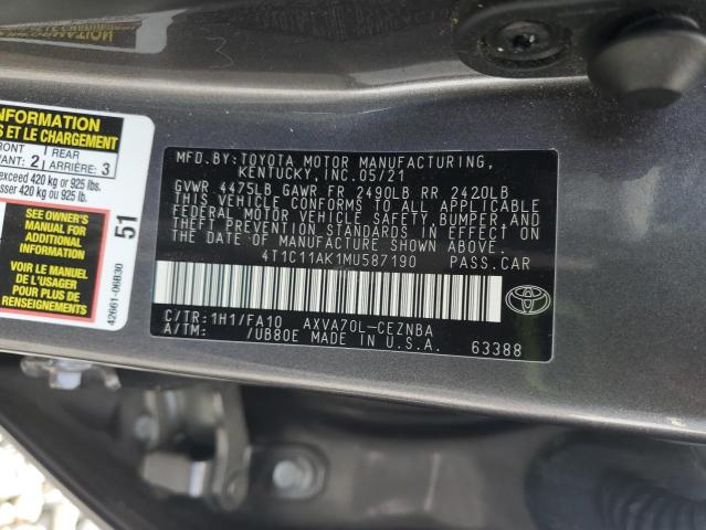 2021 TOYOTA CAMRY LE 4T1C11AK1MU587190