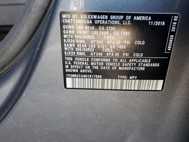 2019 VOLKSWAGEN ATLAS SEL 1V2NR2CA8KC517588