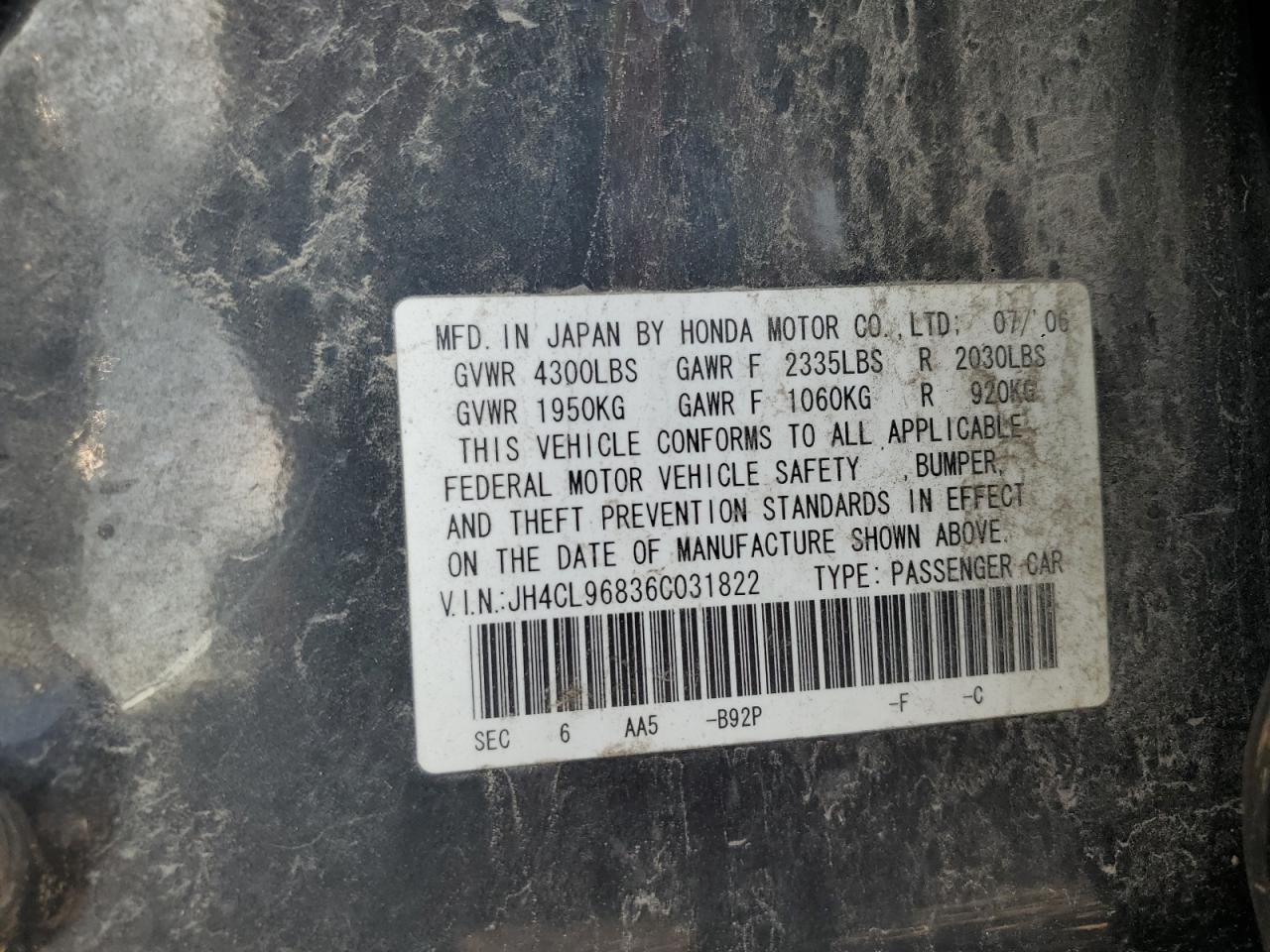 Lot #3255474392 2006 ACURA TSX