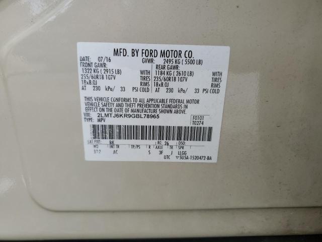 2016 LINCOLN MKX SELECT 2LMTJ6KR9GBL78965