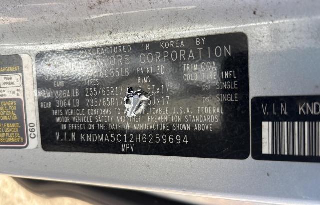 2017 KIA SEDONA L KNDMA5C12H6259694