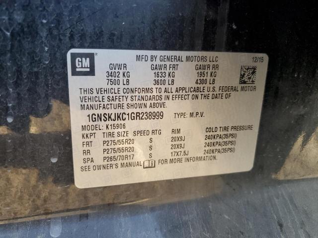 2016 CHEVROLET SUBURBAN K1500 LTZ 1GNSKJKC1GR238999