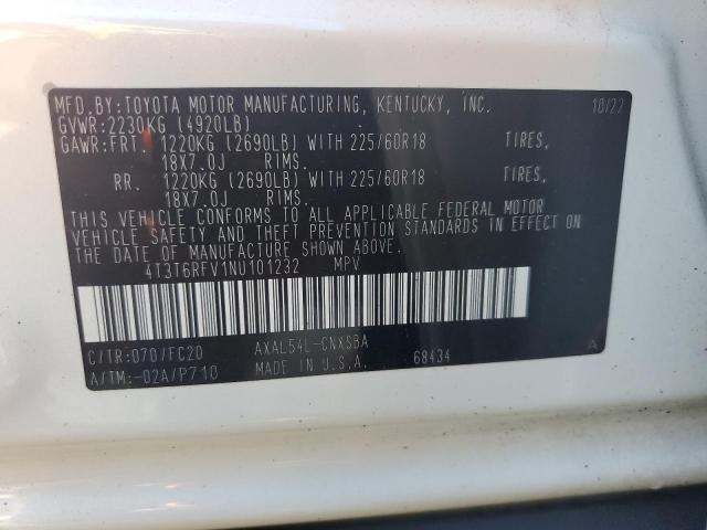 2022 TOYOTA RAV4 SE 4T3T6RFV1NU101232