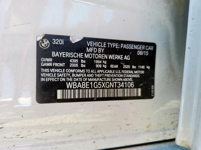 2016 BMW 320 I WBA8E1G5XGNT34106