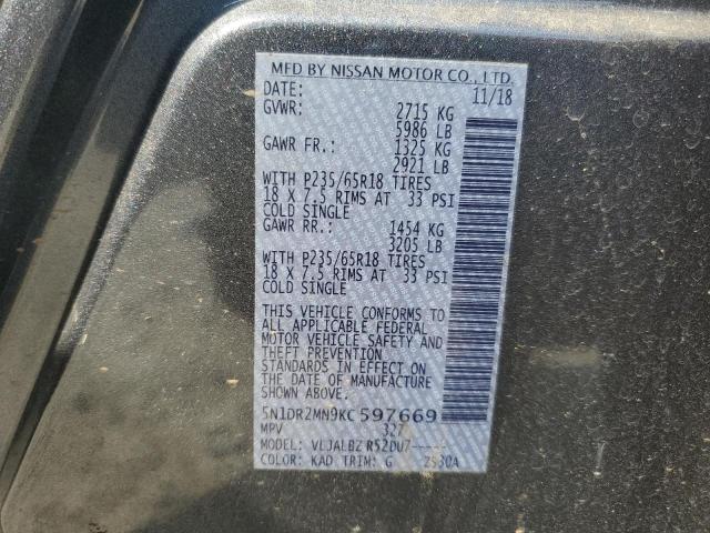 2019 NISSAN PATHFINDER 5N1DR2MN9KC597669